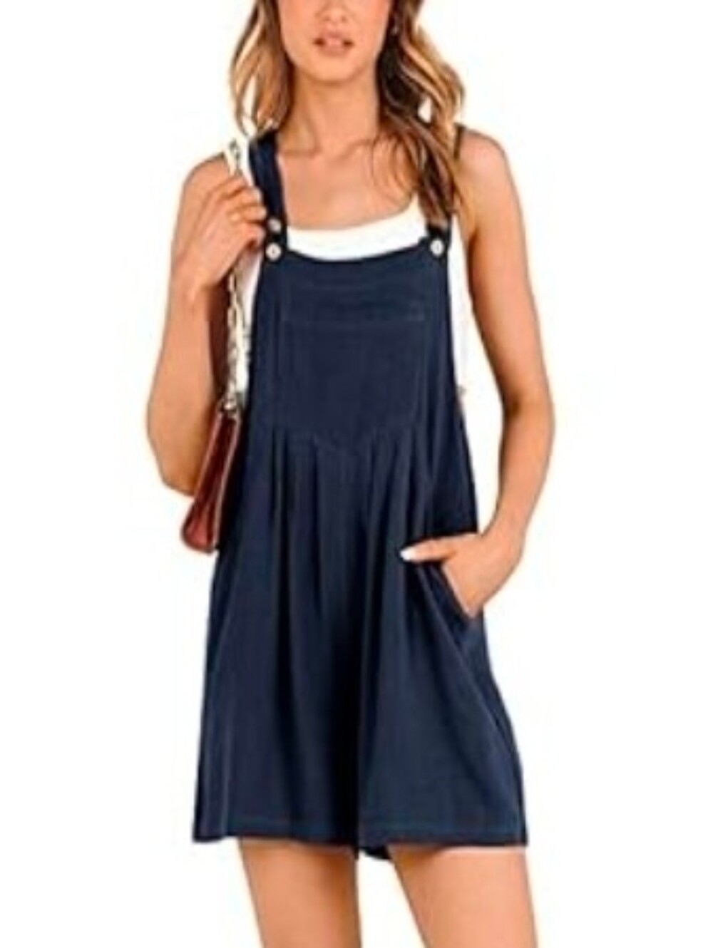 ANRABESS Women's Linen Rompers Summer Casual Beac Overalls Loose Short Jumpsuit